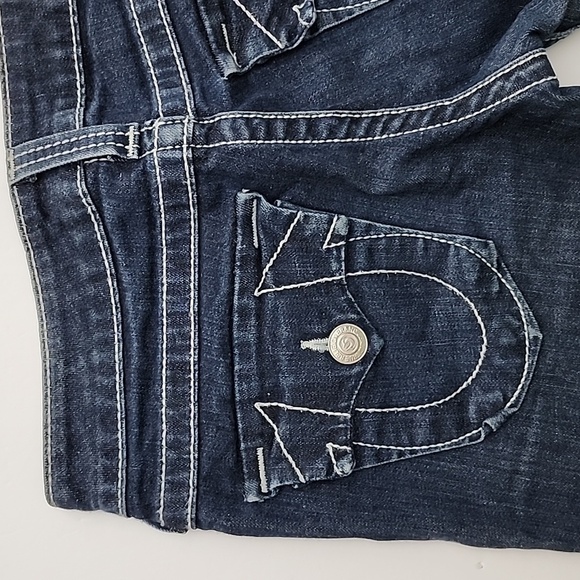 True Religion Women's  Denim Skinny Dark Wash Blue Jeans White Stitch Size 27 - Picture 6 of 16